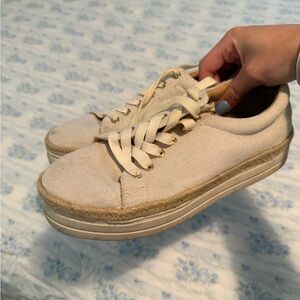 Jack Rogers Canvas Platform Sneakers in Cream